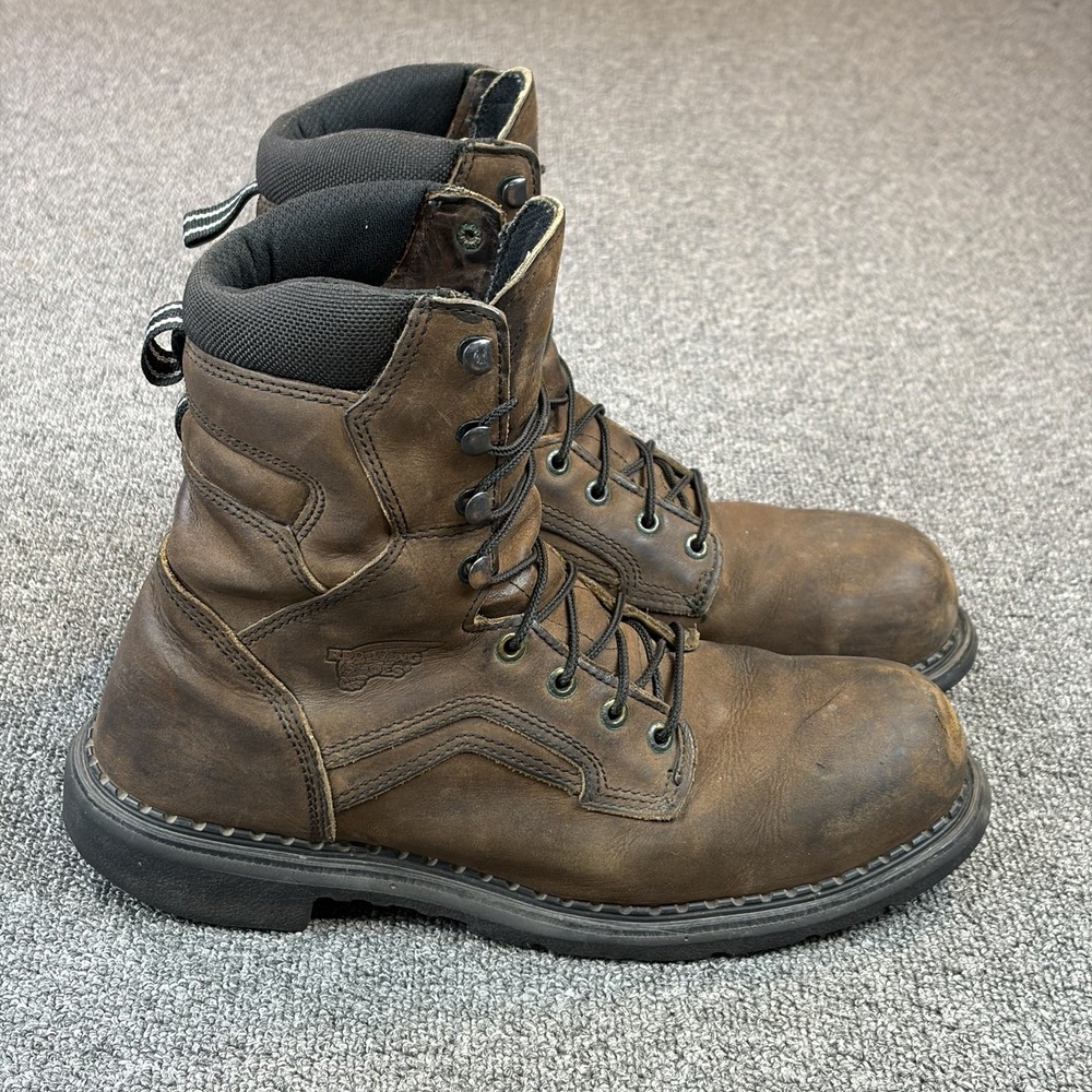 Red Wing #4414 Brown Leather Steel Toe Waterproof Boots Size 10.5 D Made in USA - Picture 3 of 16